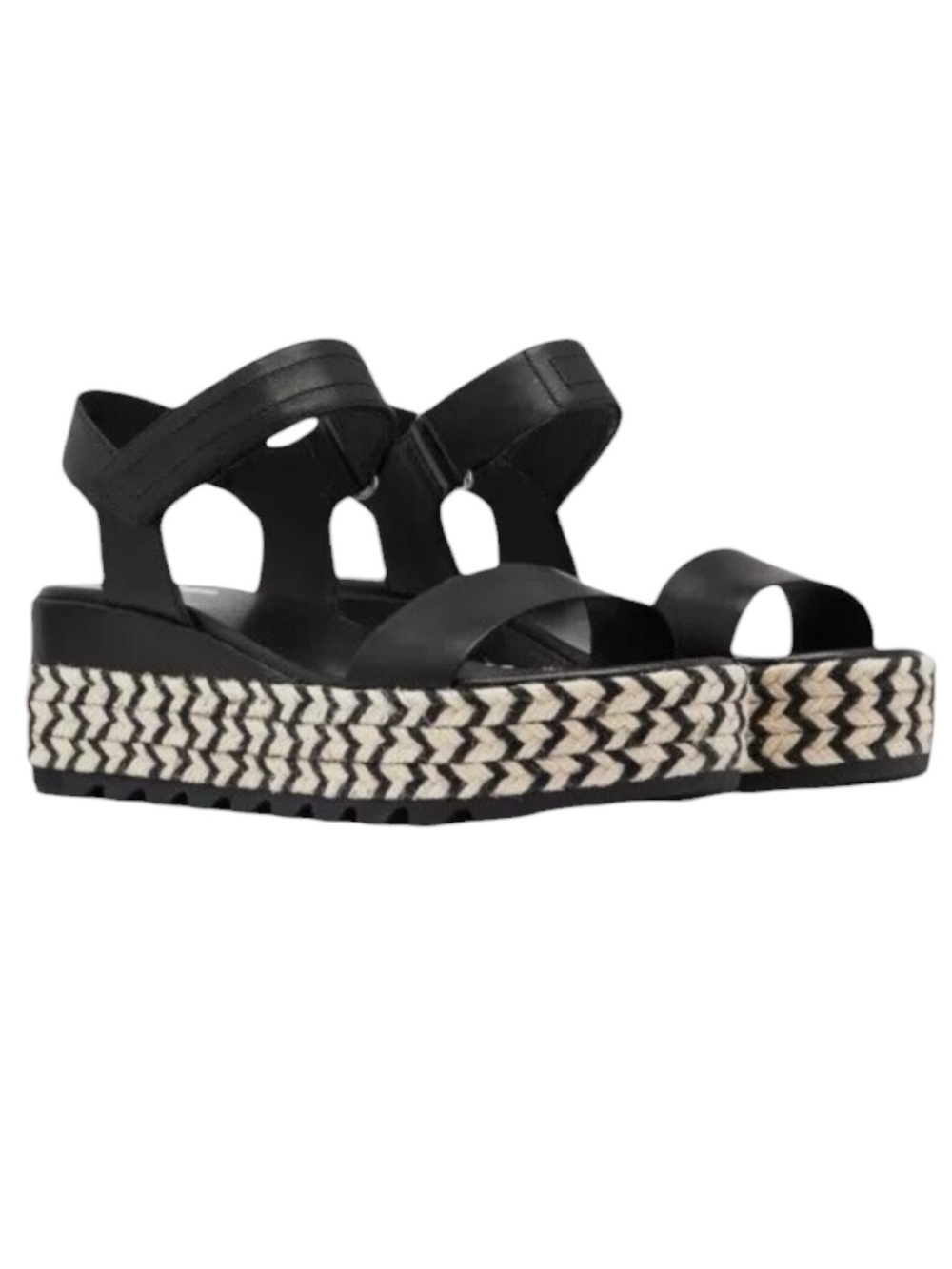 Sorel Cameron Flatform sandals black Leather Espadrille size 8